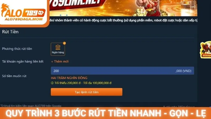 Quy trình 3 bước rút tiền nhanh - gọn - lẹ